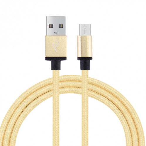 Tête en métal de style tissé de 1m 58 noyaux Micro USB vers câble de données / chargeur USB 2.0, Pour Samsung / Huawei / Xiaomi / Meizu / LG / HTC et autres smartphones (or jaune clair) SH360Y1249-37