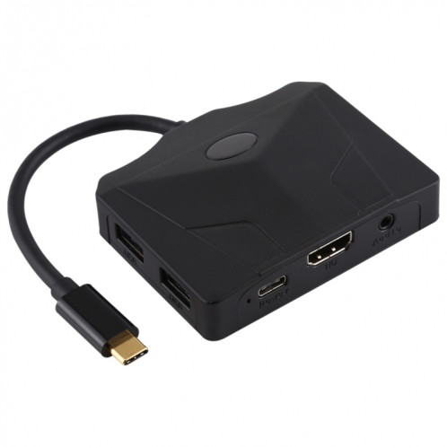 V178B USB-C / Type-C vers USB 3.0 x 3 + USB-C / Type-C + HDMI + Port Audio + Lecteur de carte SD / TF Adaptateur HUB multifonction SH4822171-37