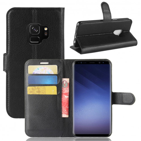 Pour Samsung Galaxy S9 Litchi Texture étui en cuir flip horizontal avec support et portefeuille et fentes pour cartes (noir) SF342B1083-36