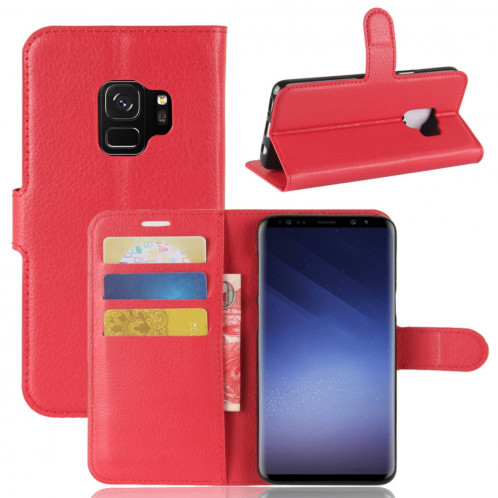 Pour Samsung Galaxy S9 Litchi Texture horizontale Flip étui en cuir avec titulaire et portefeuille et fentes pour cartes (rouge) SF342R1082-36