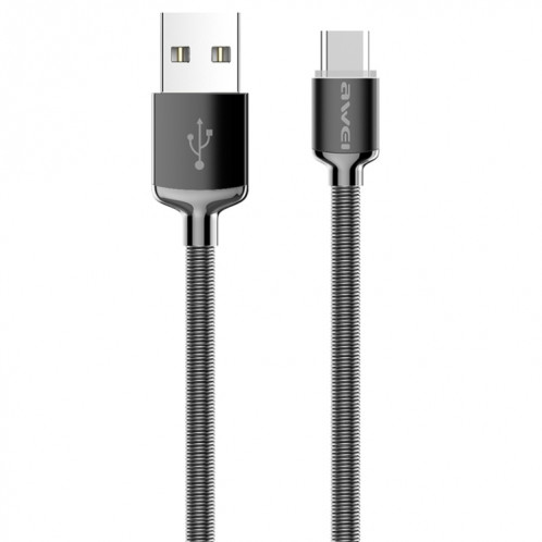 Câble de charge rapide en métal awei CL-26 0.3m 2.4A USB-C / Type-C (gris) SA729H544-38
