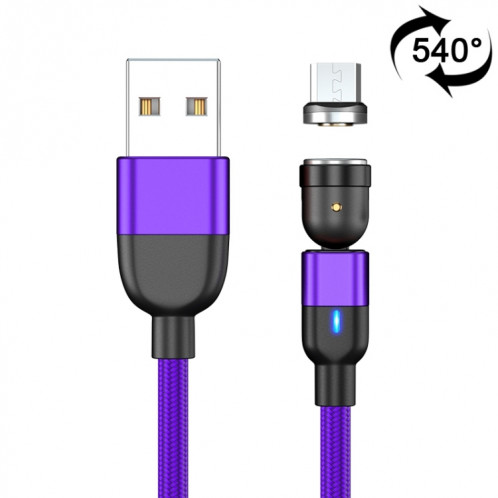 2m 3A Sortie USB vers Micro USB Câble de charge de synchronisation de données magnétique rotatif à 540 degrés (violet) SH850P1362-313
