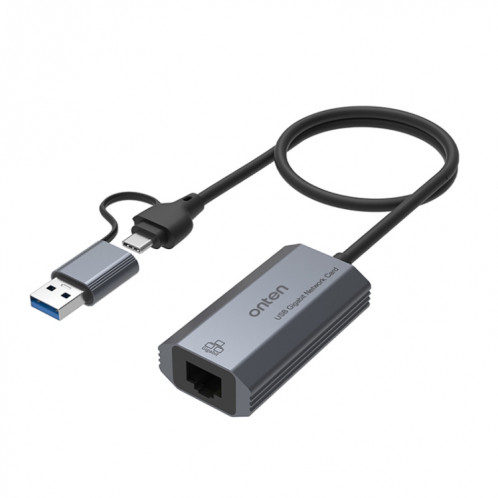 Onten UE101 2 en 1 USB3.0 Carte réseau Gigabit USB-C/Type-C vers Port réseau Hub USB SO83991923-35