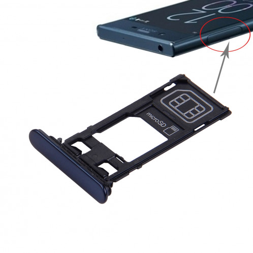 iPartsAcheter pour Sony Xperia XZ (Single SIM Version) Carte SIM + Bac Micro SD (Bleu foncé) SI480D1460-34