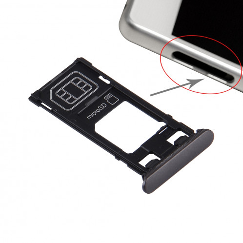 iPartsAcheter pour Sony Xperia X (Single SIM Version) Plateau de carte SIM + Micro SD Card Plateau + Fente pour carte Port Dust Plug (Noir graphite) SI190B319-34