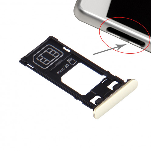 iPartsAcheter pour Sony Xperia X (Single SIM Version) Plateau de carte SIM + Micro SD Card Plateau + Emplacement de carte Plug Dust Plug (Lime Gold) SI190J519-34