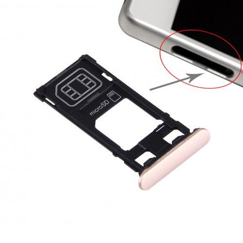 iPartsAcheter pour Sony Xperia X (Single SIM Version) Plateau de carte SIM + Micro SD Card Plateau + Emplacement de carte Plug Dust Plug (Or rose) SI90RG626-34