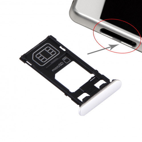 iPartsAcheter pour Sony Xperia X (Single SIM Version) Plateau de carte SIM + Micro SD Card Plateau + Emplacement de carte Plug Dust Plug (Blanc) SI190W1115-34