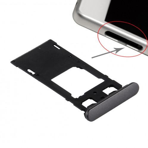 iPartsAcheter pour Sony Xperia X (Dual SIM Version) Plateau de carte SIM + Micro SD / Carte SIM Bac + Fente pour carte Port Dust Plug (Noir graphite) SI200B1902-34