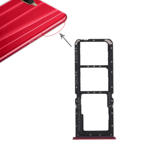 Pour OPPO K1 2 x plateau de carte SIM + plateau de carte Micro SD (rouge) SH432R900-35
