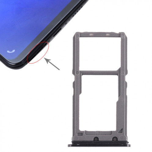 Pour Vivo X21 Plateau de carte SIM + Plateau de carte SIM / Plateau de carte Micro SD (Noir) SH434B1862-35
