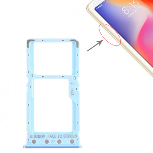 Plateau pour carte SIM + Plateau pour carte SIM / Plateau pour carte Micro SD pour Xiaomi Redmi 6 / Redmi 6A (Bleu) SH438L1776-35