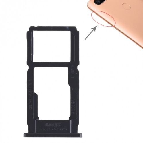 Pour OPPO R11s Plus plateau de carte SIM + plateau de carte SIM/plateau de carte Micro SD (noir) SH439B1445-35