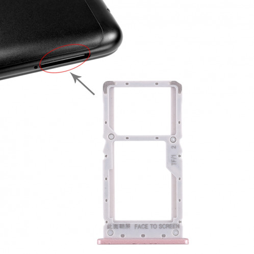 Plateau pour carte SIM + Plateau pour carte SIM / Plateau pour carte Micro SD pour Xiaomi Redmi Note 6 Pro (Or rose) SH69RG1701-35