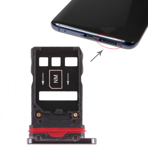 2 x Plateau pour carte SIM pour Huawei Mate 20 Pro (Noir) SH496B1454-35