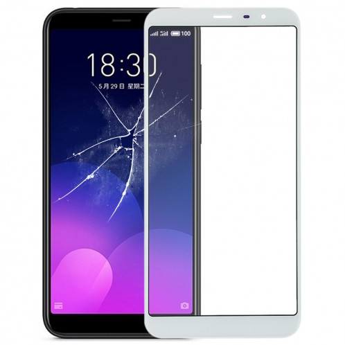 Écran avant avec lentille en verre pour Meizu M6T (blanc) SH682W934-35