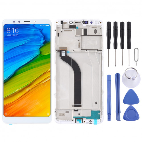 Ecran LCD et assemblée complète du numériseur avec cadre pour Xiaomi Redmi 5 (blanc) SH808W1773-36