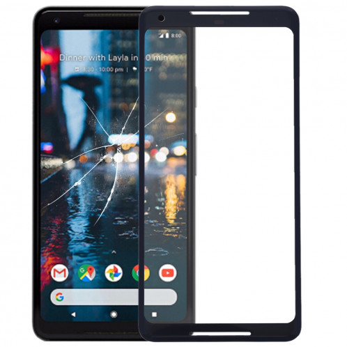 Lentille extérieure en verre d'écran avant pour Google Pixel 2 XL (noir) SH997B1407-36