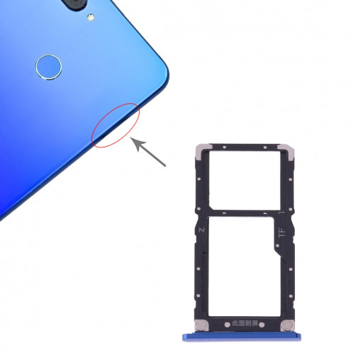 Plateau pour carte SIM + Carte SIM / Carte Micro SD pour Xiaomi Mi 8 Lite (Bleu) SH062L1525-35