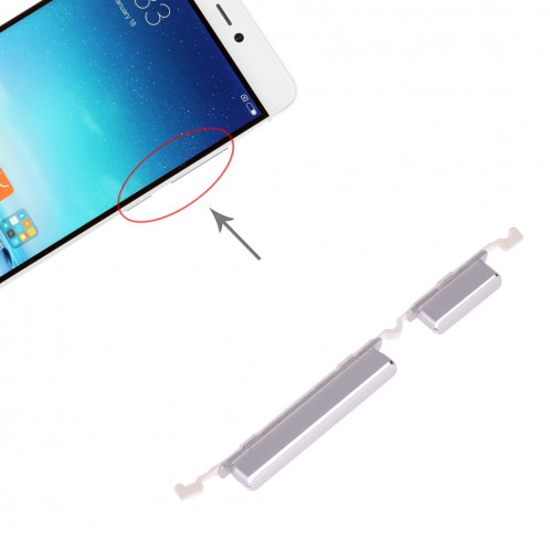 Bouton d'alimentation et bouton de contrôle du volume pour Xiaomi Mi 5s (Argent) SH067S23-35