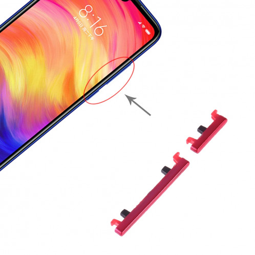 Bouton d'alimentation et bouton de contrôle du volume pour Xiaomi Redmi Note 7 Pro / Redmi Note 7 (rouge) SH081R1744-35