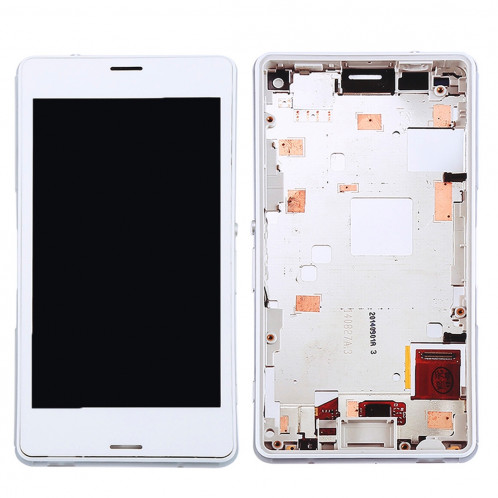 iPartsAcheter pour Sony Xperia Z3 Mini Compact Écran LCD + Écran Tactile Digitizer Assemblée avec Cadre (Blanc) SI457W1414-36