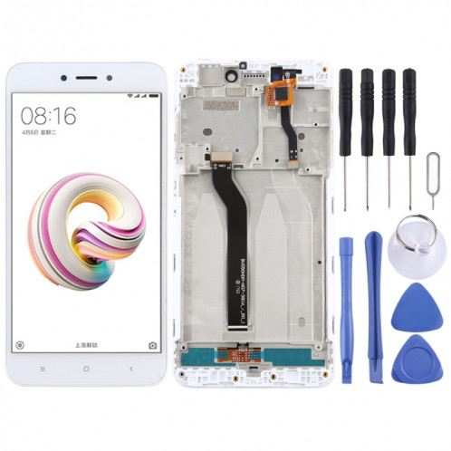 Écran LCD et numériseur complet avec cadre pour Xiaomi Redmi 5A (blanc) SH636W1019-36