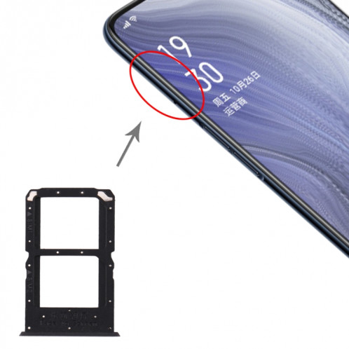 Plateau de la carte SIM + plateau de la carte SIM pour OPPO Reno Z (noir) SH001B353-35