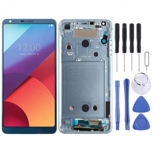 Écran LCD d'origine pour LG G6 / H870 / H870DS / H872 / LS993 / VS998 / US997 Ensemble complet de numériseur avec cadre (Bleu) SH65LL1008-36