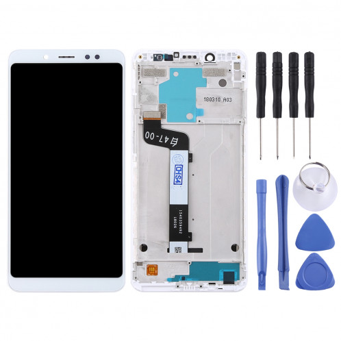 Écran LCD et numériseur complet avec cadre pour Xiaomi Redmi Note 5 (blanc) SH376W1544-36