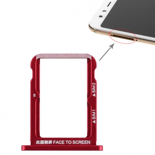 Double support de carte SIM pour Xiaomi Mi 6X (rouge) SH939R964-35
