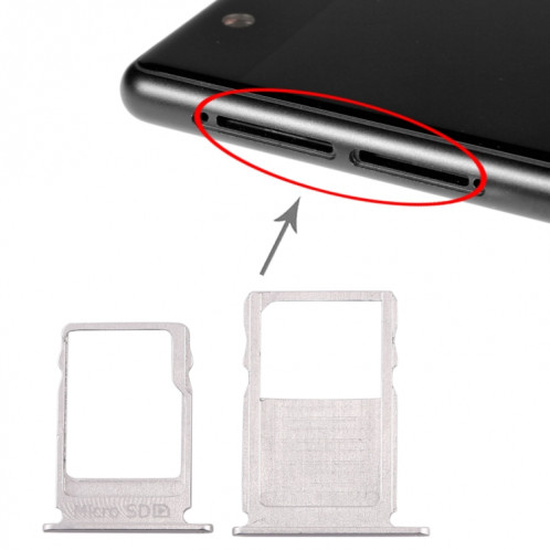 Plateau pour carte SIM + Plateau pour carte Micro SD pour Nokia 3 TA-1020 TA-1028 TA-1032 TA-1038 (Argent) SH960S483-35