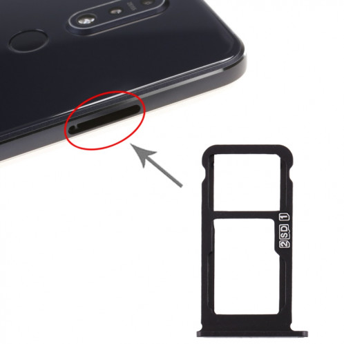 Plateau pour carte SIM + Plateau pour carte SIM / Plateau pour carte Micro SD pour Nokia 7.1 / TA-1100 TA-1096 TA-1095 TA-1085 TA-1097 (Noir) SH961B57-35