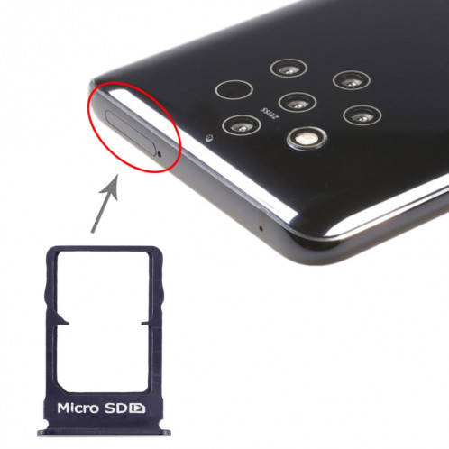 Plateau pour carte SIM + Plateau pour carte Micro SD pour Nokia 9 PureView (bleu) SH974L709-35