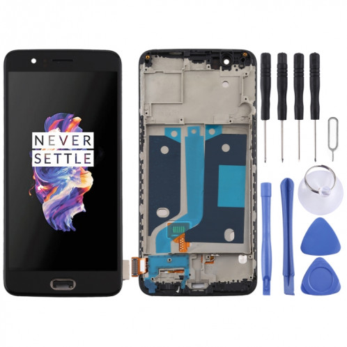 Pour OnePlus 5 A5000 TFT Matériel Écran LCD et Numériseur Assemblage Complet avec Cadre (Noir) SH425B1330-36