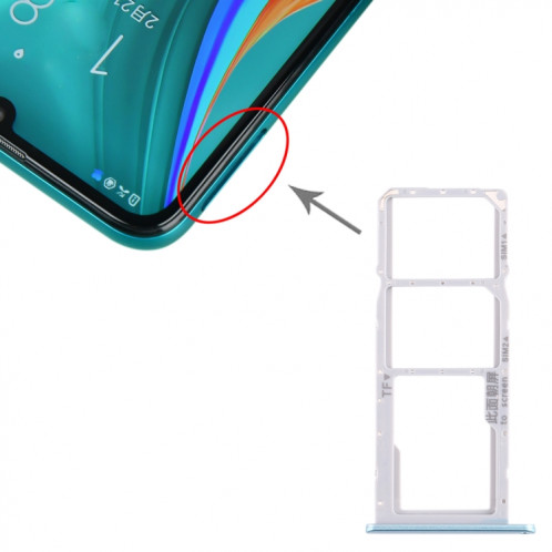 Plateau de la carte SIM + plateau de la carte SIM + plateau de la carte Micro SD pour Huawei Enjoy 10e / Honor Play 9A (bleu) SH885L691-35