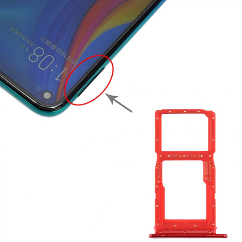 Plateau pour carte SIM + Plateau pour carte SIM / Plateau pour carte Micro SD pour Huawei Enjoy 10 Plus (Rouge) SH965R1535-35