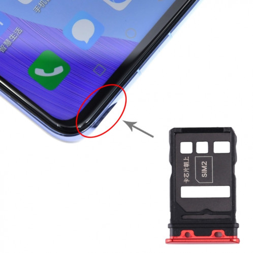 Plateau de carte SIM + Plateau de carte SIM pour l'honneur V30 Pro / Honor V30 (Rouge) SH967R1002-35