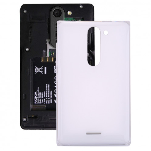 iPartsAcheter pour Nokia Asha 502 Dual SIM couvercle de la batterie (blanc) SI112W1057-38