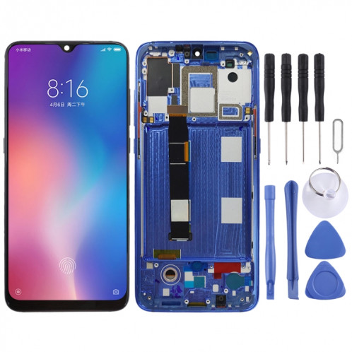 Écran LCD et numériseur d'origine AMOLED avec assemblage complet avec cadre pour Xiaomi Mi 9 (bleu) SH123L1234-36