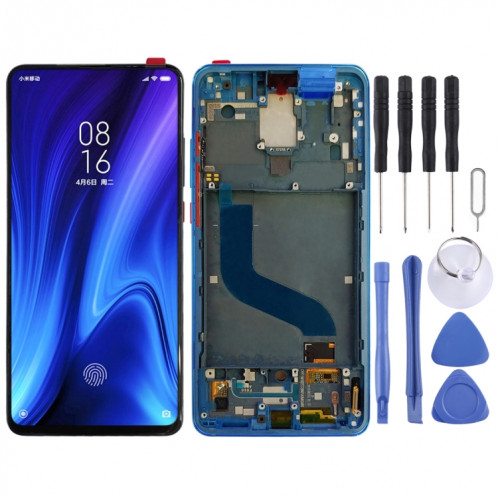 Écran LCD et numériseur d'origine AMOLED avec assemblage complet avec cadre pour Xiaomi 9T Pro / Redmi K20 Pro / Redmi K20 (bleu) SH124L419-34