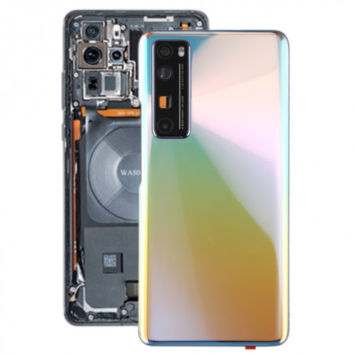 Cache arrière de batterie d'origine avec cache d'objectif d'appareil photo pour Huawei Nova 7 Pro 5G (argent) SH41SL502-36