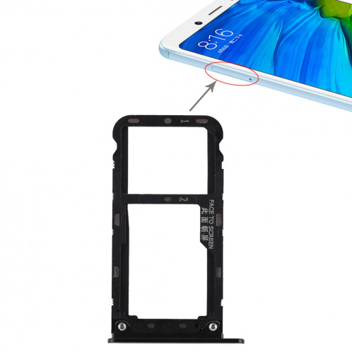 2 Plateau de carte SIM / Micro SD Carte pour Xiaomi Redmi Note 5 (Noir) SH465B1724-36