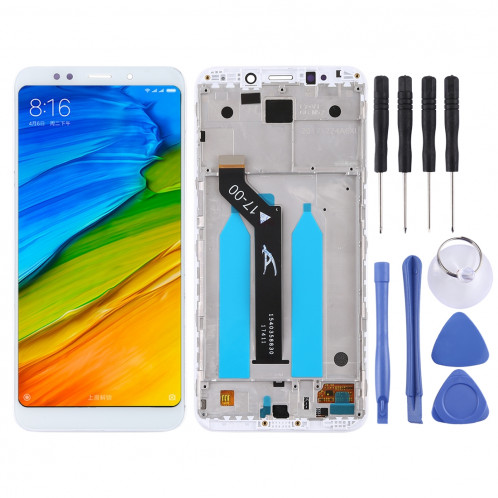 Écran LCD et Digitizer Ensemble complet avec cadre pour Xiaomi Redmi 5 Plus (Blanc) SH473W1529-36