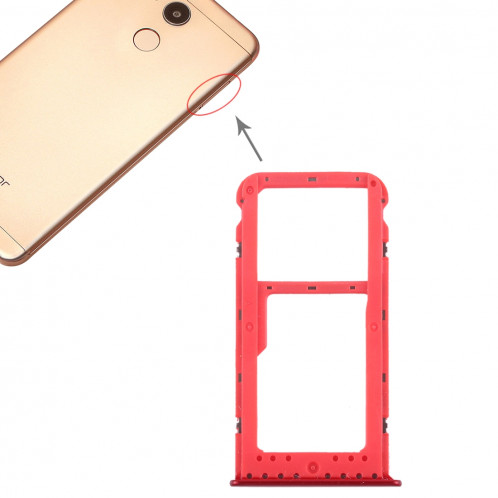 Bac Carte SIM + Bac Carte SIM / Bac Micro SD pour Huawei Honor V9 Play (Rouge) SH478R1977-36