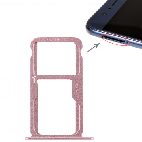 Support à carte SIM + Support à carte SIM / Carte Micro SD pour Huawei Honor 8 (Rose) SH489F1065-36