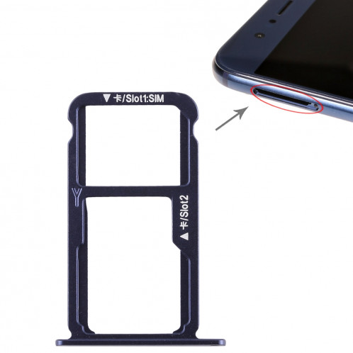 Bac Carte SIM + Bac Carte SIM / Carte Micro SD pour Huawei Honor 8 (Bleu) SH489L1986-36