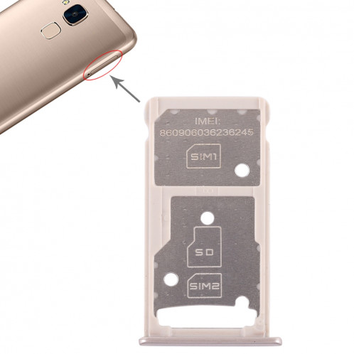 Bac Carte SIM + Bac Carte SIM / Bac Micro SD pour Huawei Honor 5c (Gold) SH490J949-36