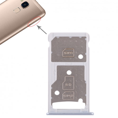 Bac Carte SIM + Bac Carte SIM / Bac Micro SD pour Huawei Honor 5c (Argent) SH490S350-36