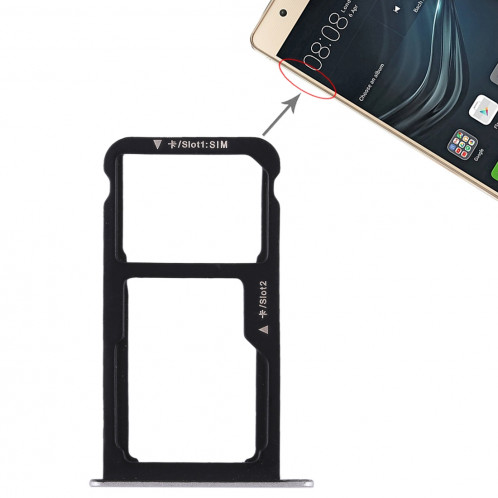 Bac Carte SIM + Bac Carte SIM / Carte Micro SD pour Huawei P9 Lite (Argent) SH492S879-36